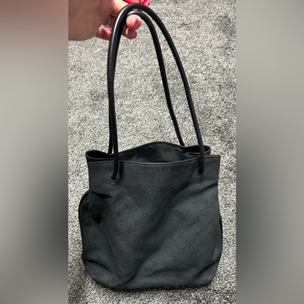 Gucci vintage signature GG black denim shoulder bag